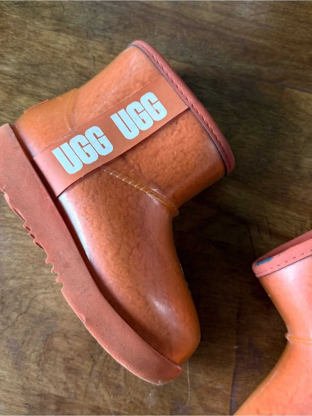 Ugg Shearling Lined Clear Orange Waterproof Mini Rain Boots Toddler 10